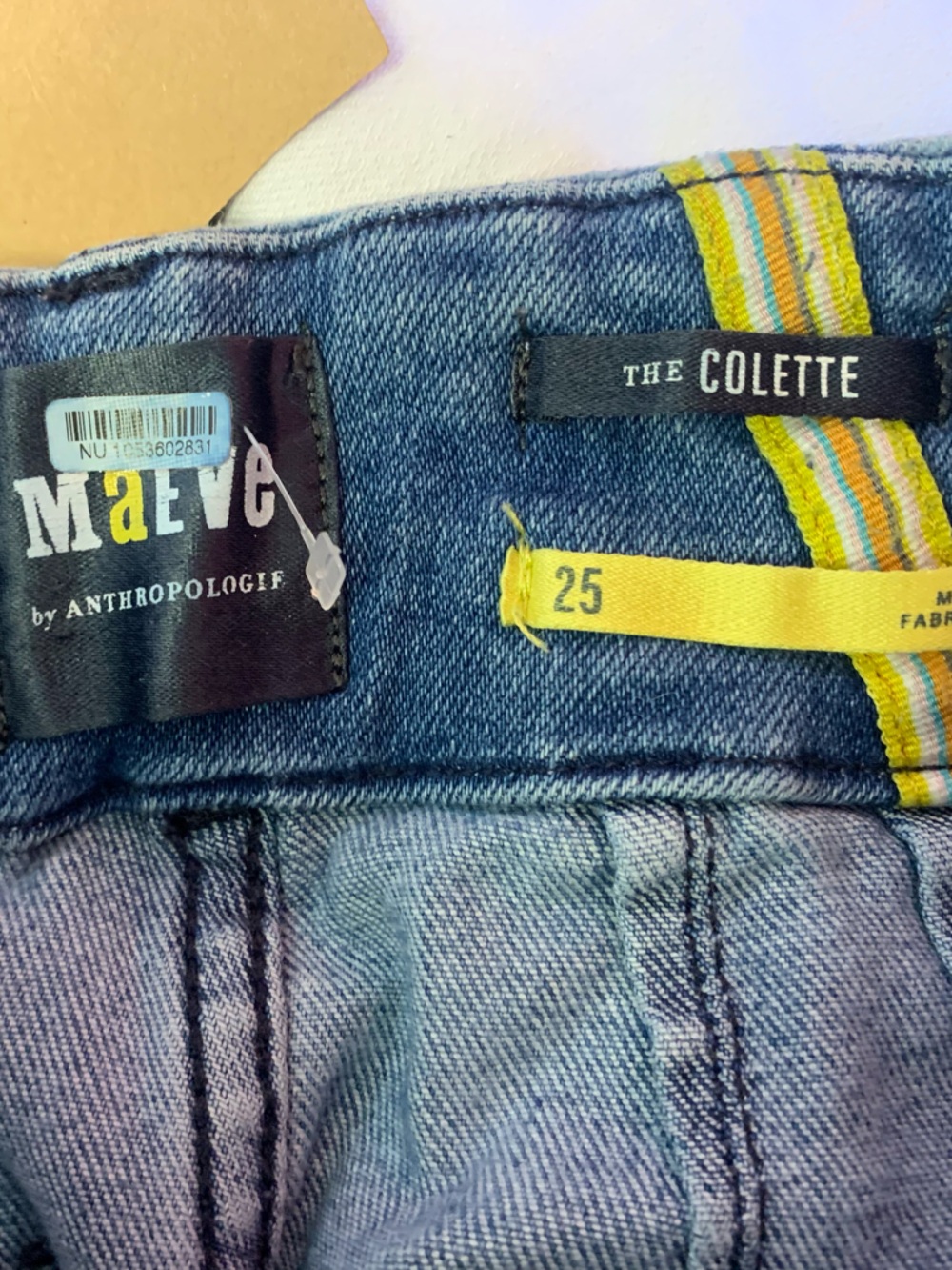 Anthropologie Blue Wide-Leg Jeans Collette cropped size 25 / 26 inch inseam - Picture 5 of 5